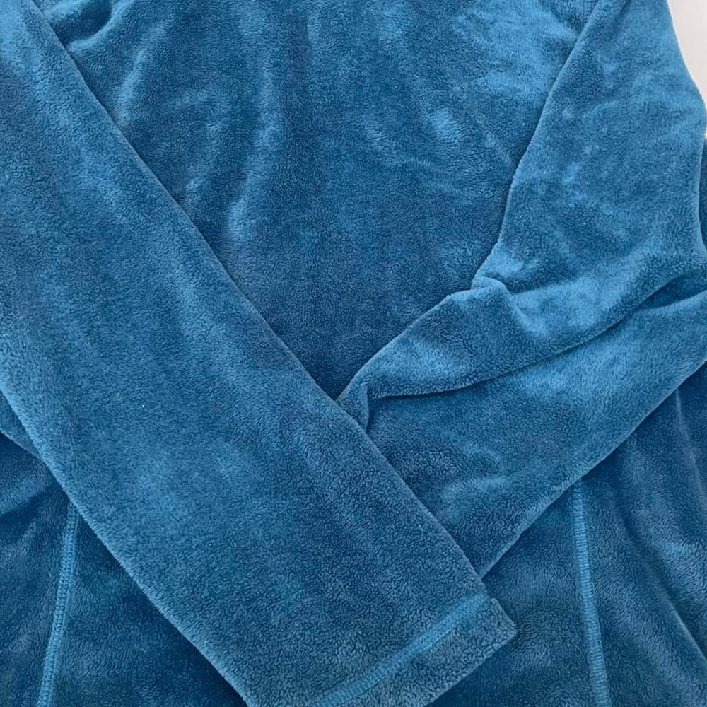 Lands End Womens Quarter Zip Fleece Pullover Teal Blue Mock Neck Size L 14-16 - Picture 7 of 7